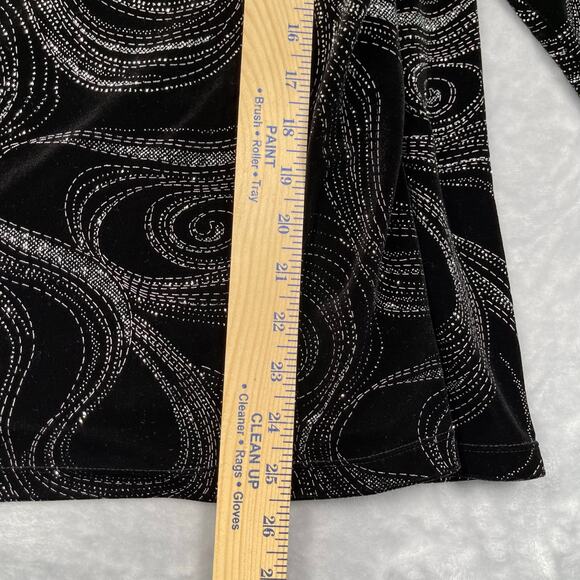 Notations Top Womens 3X Black Velour Velvet Silver Glitter Faux Wrap Buckle - Picture 8 of 15